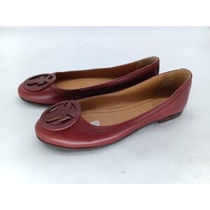 Frye Carson Logo Ballet Shoes Womens Size 6 Red Cranberry Leather Flats s2